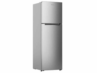 Single Door Refrigerator with a sleek exterior, showcasing a spacious interior filled with fresh produce, drinks, and leftovers. The adjustable shelves are visible, along with a vibrant crisper drawer and bright LED interior lighting. FYIRWA TRADING LTD