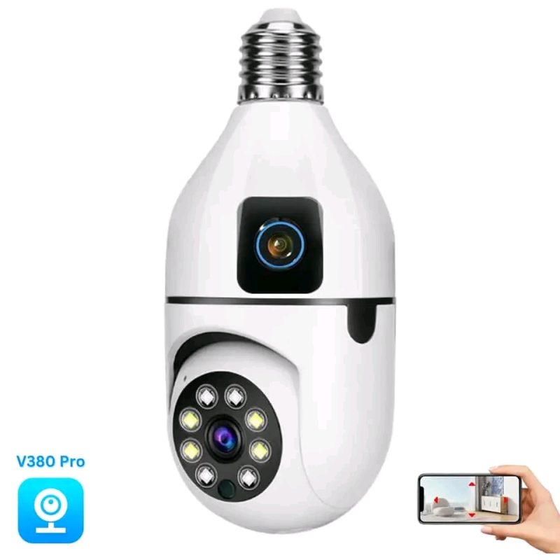 2-Lens Indoor Security Bulb Rotation Camera – D PRIME Rwanda - Image 3