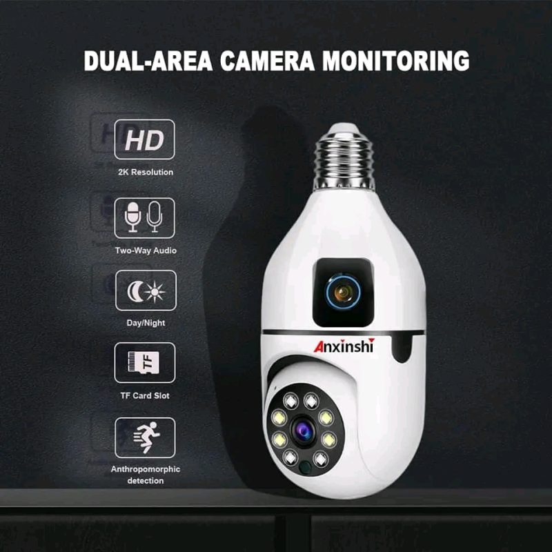 2-Lens Indoor Security Bulb Rotation Camera – D PRIME Rwanda
