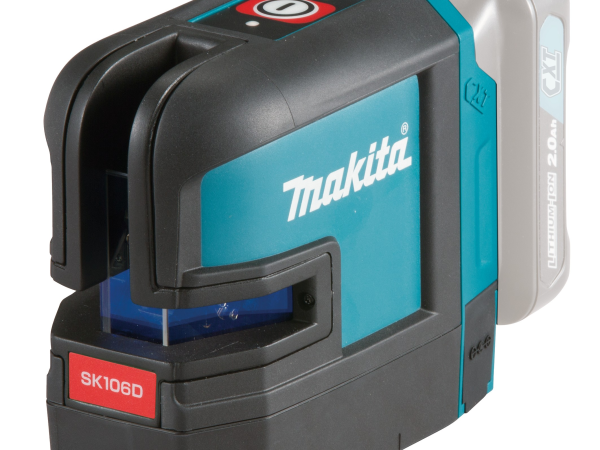 Cordless cross line/point laser with red laser A self-levelling cross line laser with red vertical and horizontal lines that can be used separately or together. Point lasers up and down, left and right. Visibility of 25 metres.