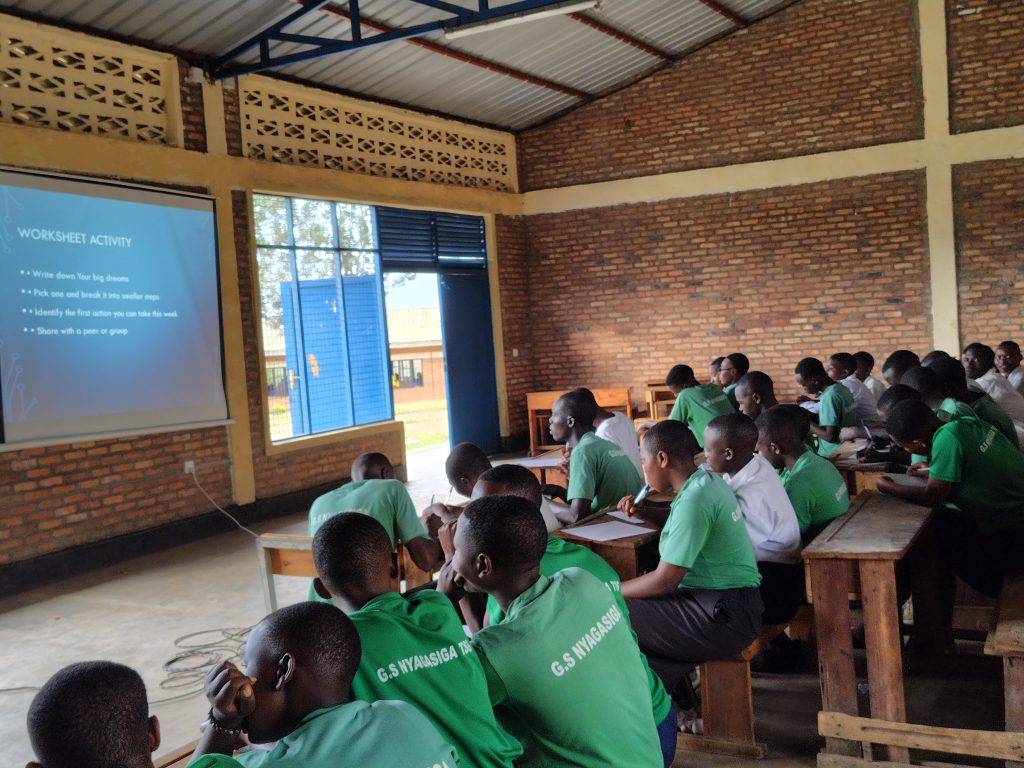 FYIRWA Youth Empowerment Program (FYEP2025) Launch 25 Students attending FYEP Week 1 session on SMART goals in Rwanda.