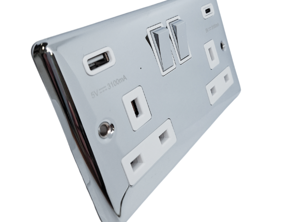 2-Gang USB Socket Chrome