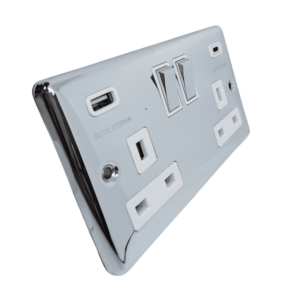2-Gang USB Socket Chrome