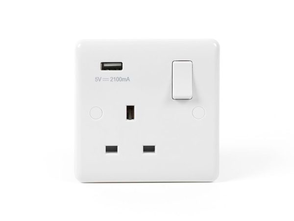 1-Gang USB Socket White