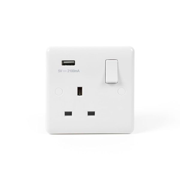 1-Gang USB Socket White