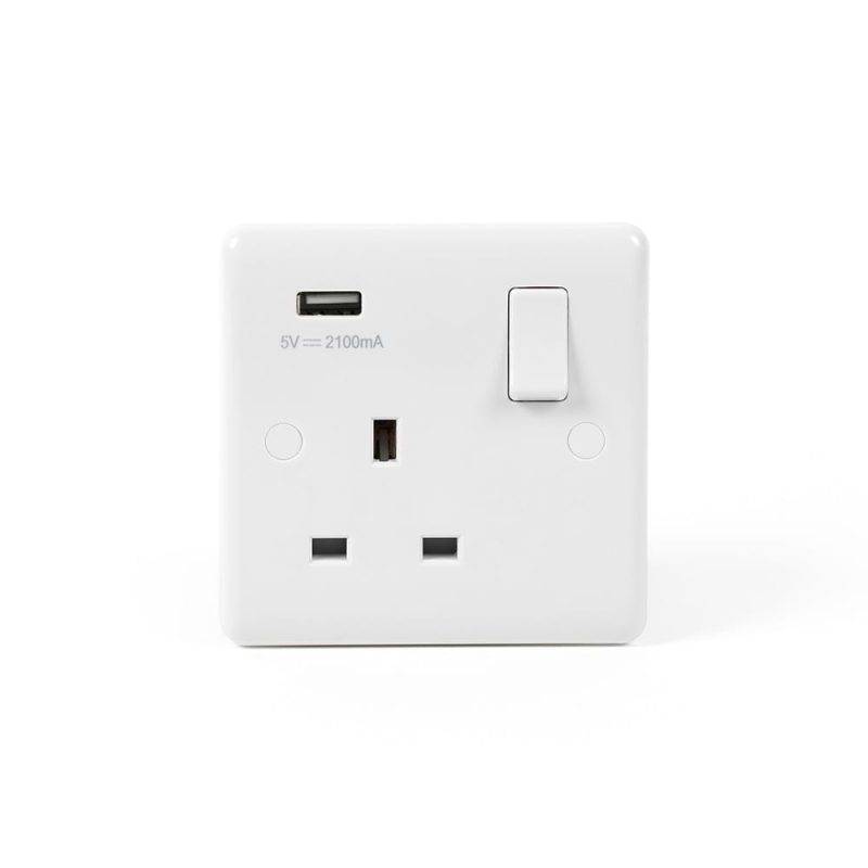 1-Gang USB Socket White