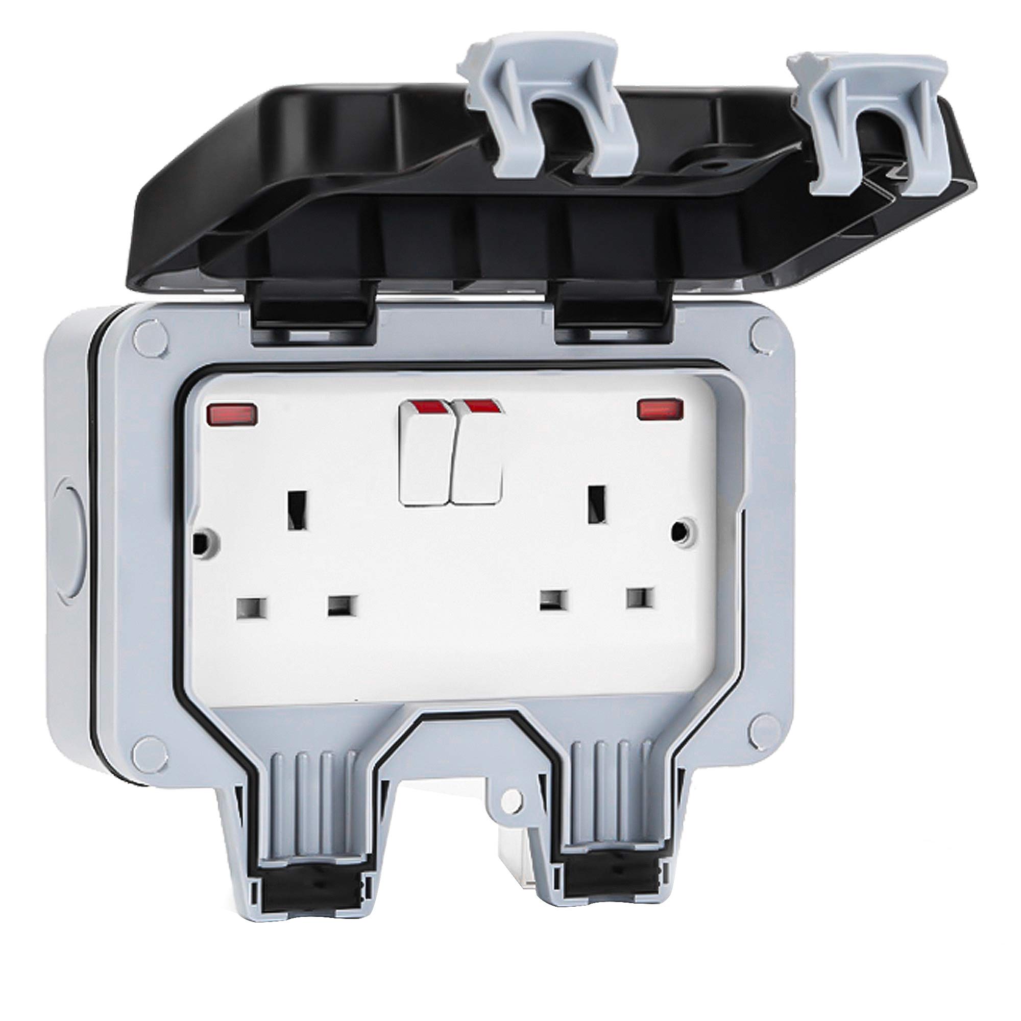 2 gang 13Amp switch socket IP55 water proof 1 2 gang 13Amp switch socket IP55 water proof