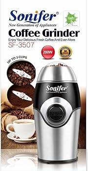 Sonifer Coffee Grinder, 200 Watt, Silver - SF3507