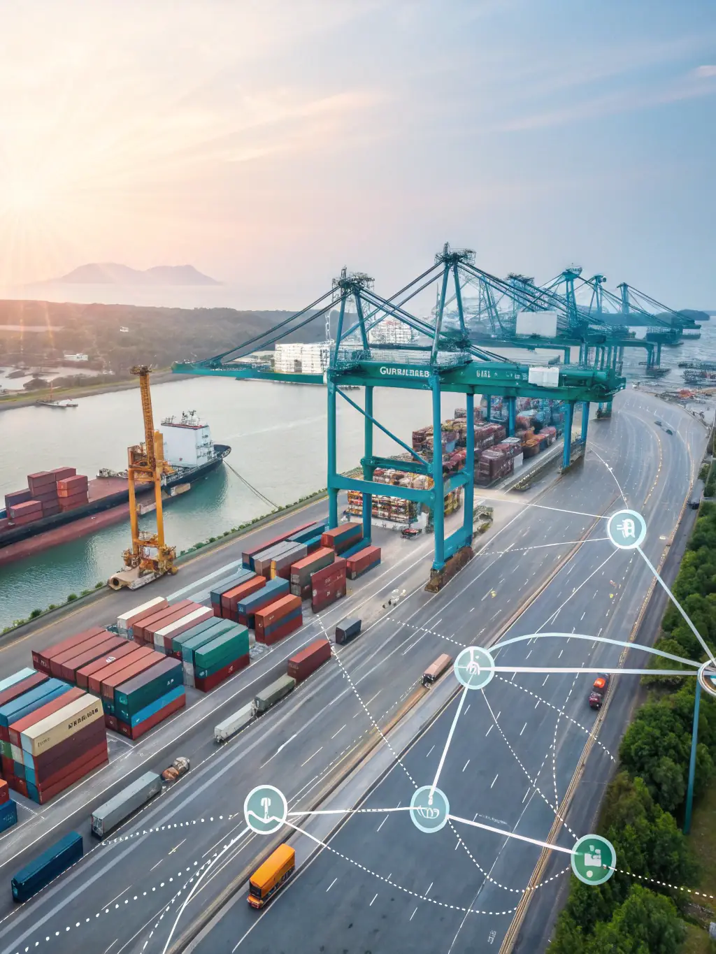 A digital illustration depicting a streamlined supply chain process, emphasizing FYIRWA's efficient sourcing and logistics capabilities.